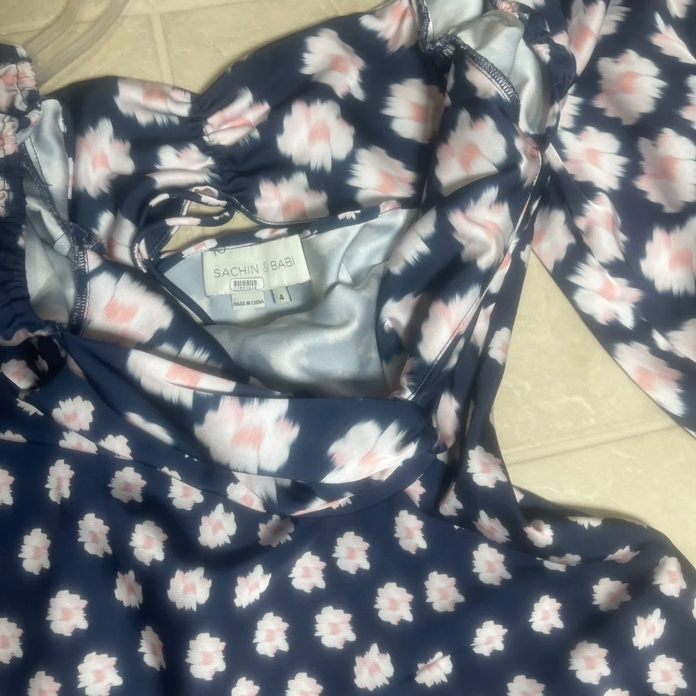 Sachin & Babi Melody Navy Midi Dress Size 4 | Designer Women’s Cocktail Style